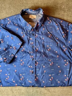 Men’s Jacks New York Navy Short-Sleeve Button-Up Shirt with Red Surfer Print